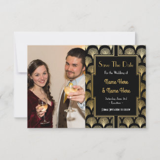 Photo Save The Date Wedding Party 1920s Art Deco
