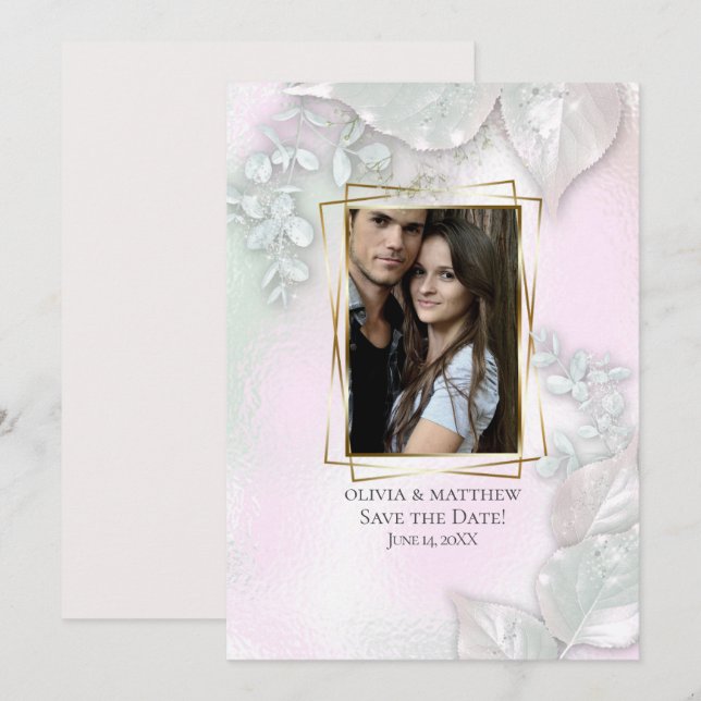 PHOTO SAVE THE DATE |  Wispy Pink Shimmer Invitation (Front/Back)