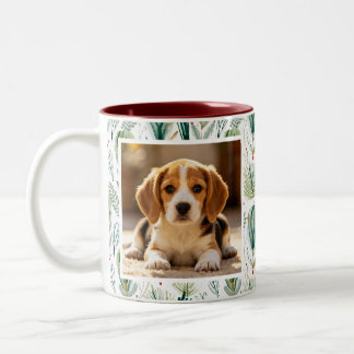 Photo Scandinavian Christmas Foliage Sage Green Two-Tone Coffee Mug