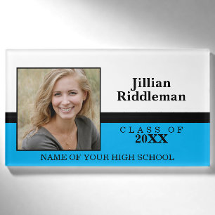 Photo School Reunion - Baby Blue, Black and White Name Tag