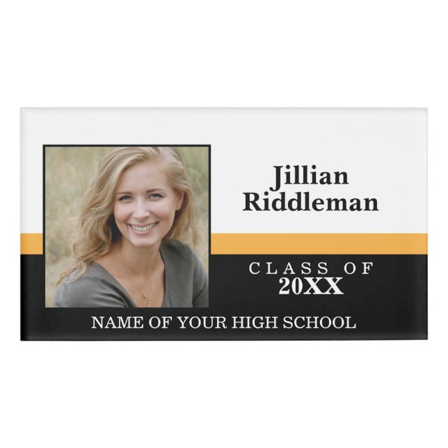 Photo School Reunion - Black and White  Name Tag (Front)