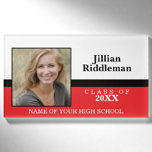 Photo School Reunion - Red, Black and White Name Tag