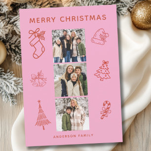 Photo Scribble Christmas Flat Holiday Card