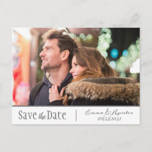 Photo Script Engagement Couple Save the Date Postcard