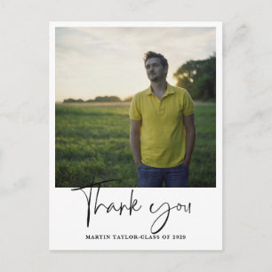 Photo Script Graduation Thank You Photo Postcard
