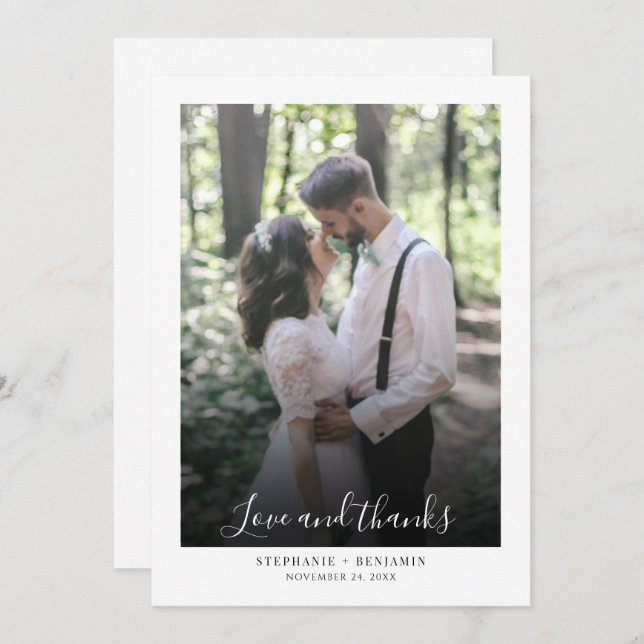 Photo Script Handwritten Wedding Thank You Card (Front/Back)