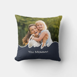 Photo Script Love Mum Throw Pillow