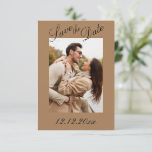 Photo Script Modern Stripe Neutral Save the Date