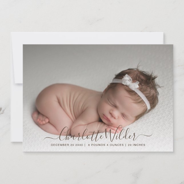 Photo Script Name Birth Announcement (Front)