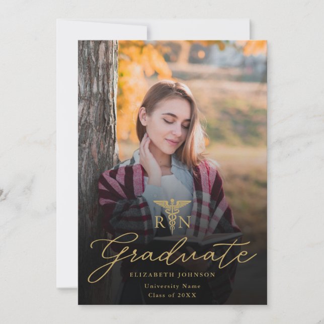 Photo Script RN Nursing Graduation Announcement (Front)