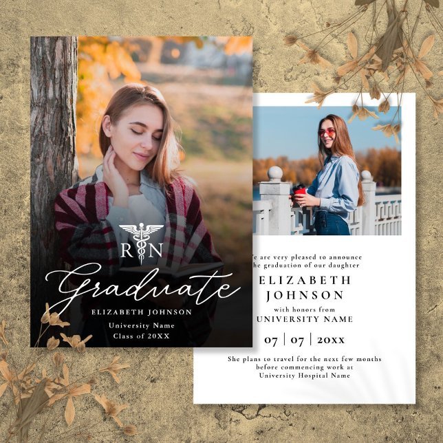 Photo Script RN Nursing Graduation Announcement (Photo Script RN Nursing Graduation Announcement)