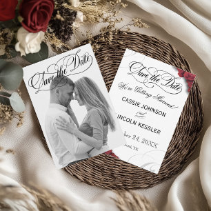 Photo Script Typography Red Roses Save The Date