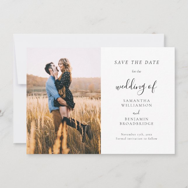 Photo Script Wedding Save the Date Announcement (Front)