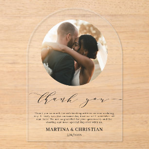 Photo Script Wedding Thank you Arch  Acrylic Invitations
