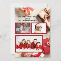 Photo Seasons Greetings Red Rustic Gift Packages