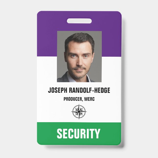 PHOTO SECURITY PASS - Photo I.D. Badge ID Badge (Front)