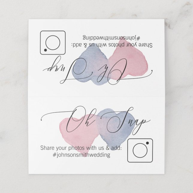 Photo Share Folded table card #hashtag Hearts (Outside Unfolded)