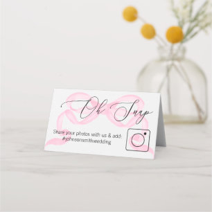 Photo Share Folded table card #hashtag pink bow