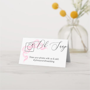 Photo Share Folded table card Pink bow