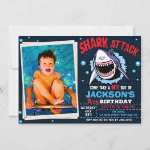 Photo Shark Birthday Invitation Shark Attack party