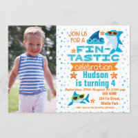 Photo Sharks Fin-tastic Birthday Invitation