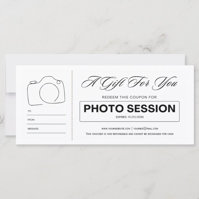 Photo shoot session voucher gift certificate  (Front)