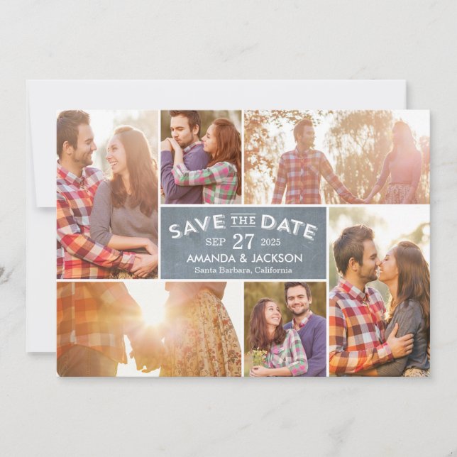Photo Showcase Collage Save The Date Card (Front)