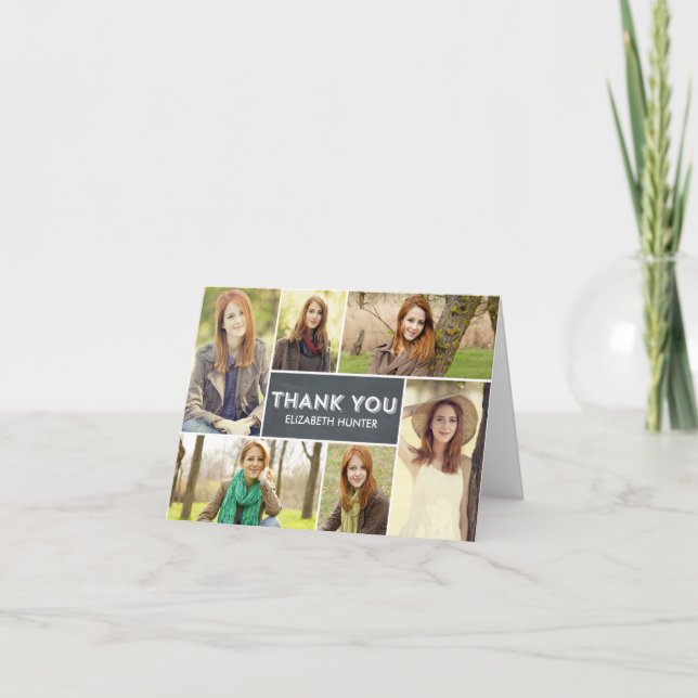 Photo Showcase Graduation Thank You Card - Chalk (Front)