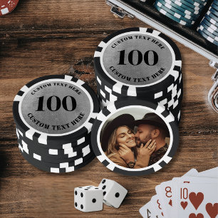 Photo Silver 100 Numbered Poker Chips