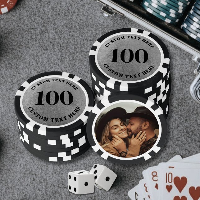 Photo Silver 100 Numbered Poker Chips (Photo Silver 100 Numbered Poker Chips)