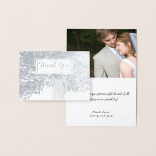 Photo Silver Foil Initials Tree Trunk Thank You Foil Card
