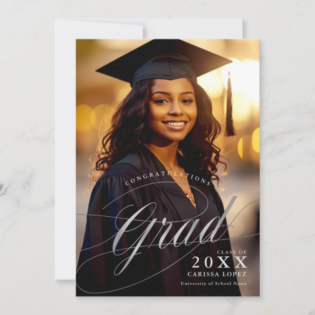 Photo Silver Graduation Ceremony & Dinner Event Invitation (Front)