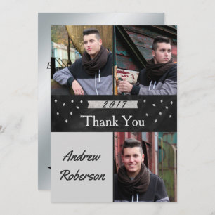 Photo Silver Graduation Thank You Card