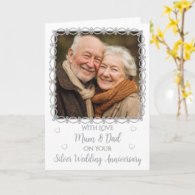 Photo Silver Wedding Anniversary 25 years Card (Yellow Flower)