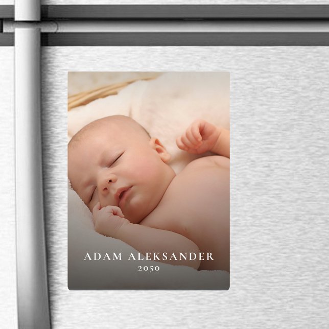 Photo Simple Baby Newborn Text Custom Keepsake Magnet (Creator Uploaded)