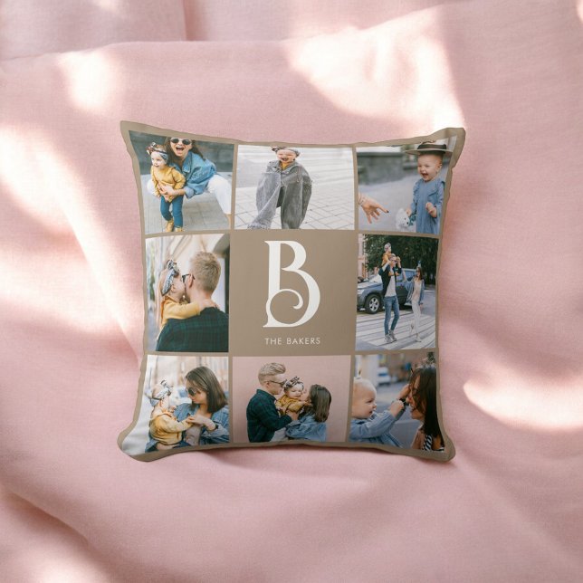 Photo Simple Chic Monogram Boho Beige Cushion (Creator Uploaded)