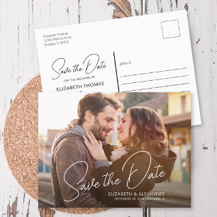 Photo Simple Elegant Script Announcement Postcard