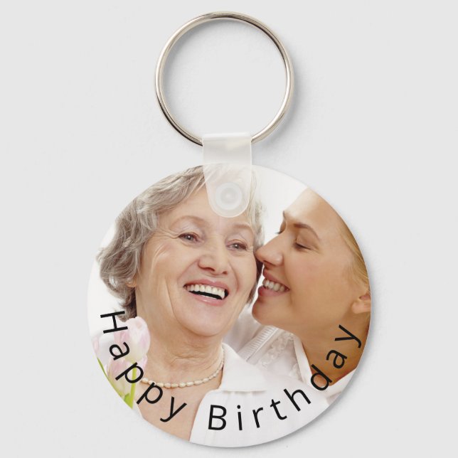 Photo Simple Happy Birthday Keychain (Front)
