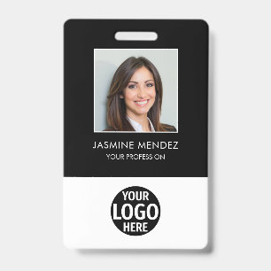 Photo Simple Logo Employee QR Code Barcode ID Badge