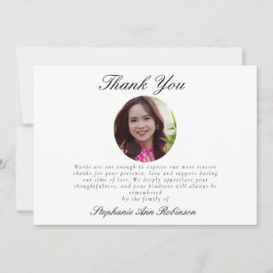 Photo Simple Modern Bereavement Funeral Thank You Card