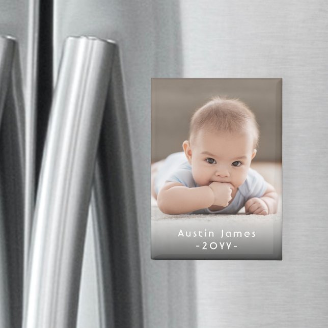 Photo & Simple White Text Stylish Modern Keepsake Magnet (Creator Uploaded)