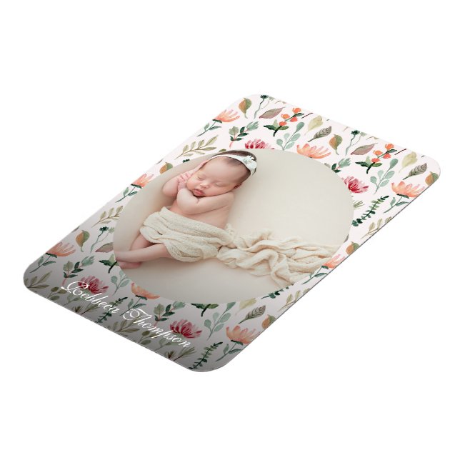 Photo & Simple White Text Unique Modern Keepsake  Magnet (Left Side)