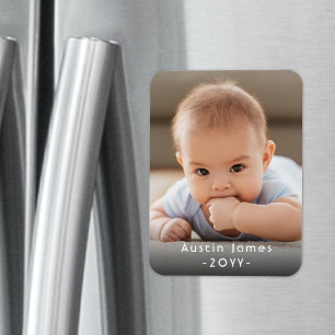 Photo & Simple White Text Unique Modern Keepsake Magnet