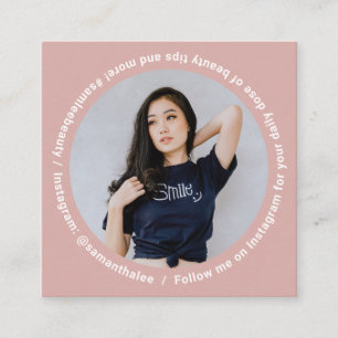 Photo social media Instagram modern blush pink Square Business Card