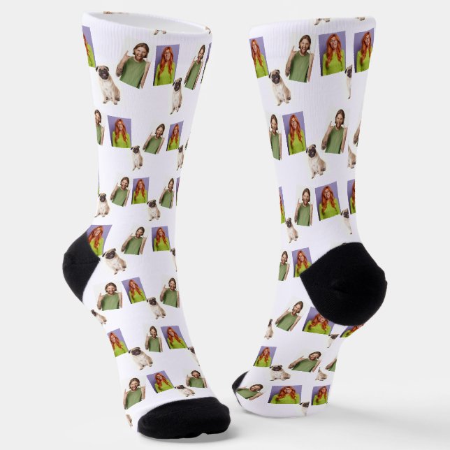 Photo Sock Personalised 3 Pictures Dog Owner Gift (Angled)