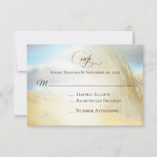 *~* Photo Soft Dune Beach Grass RSVP Wedding Card