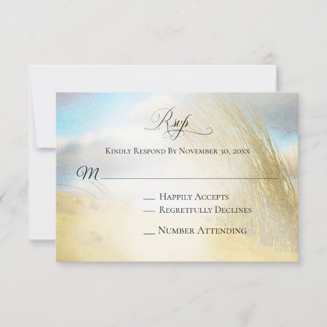 *~* Photo Soft Dune Beach Grass -  Wedding RSVP (Front)