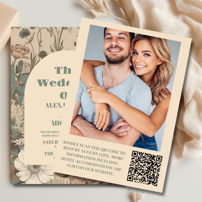 Photo Soft muted earth tones Wildflowers Wedding Invitation (Creator Uploaded)