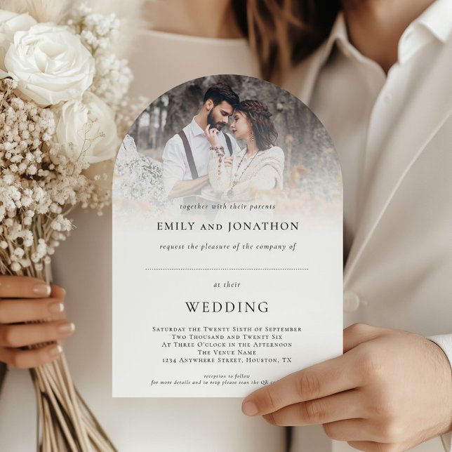 Photo Space for Guest Name QR Code Wedding Arch Invitation (Creator Uploaded)