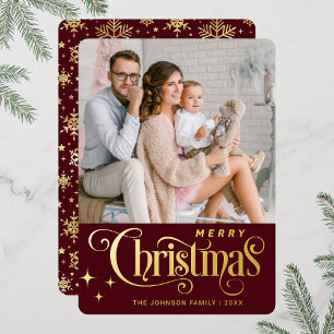 PHOTO Sparkle Merry Christmas Greeting Gold